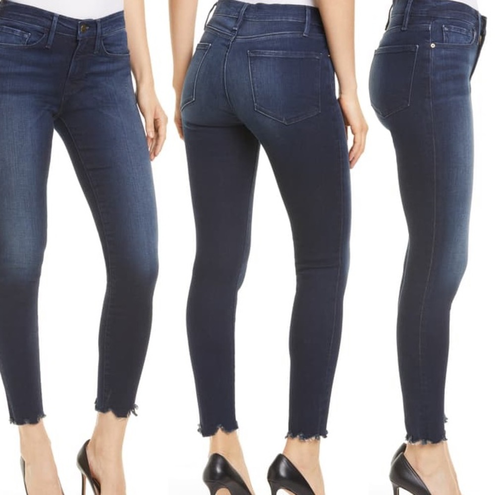 FRAME LE SKINNY CHEW HEM ANKLE JEANS